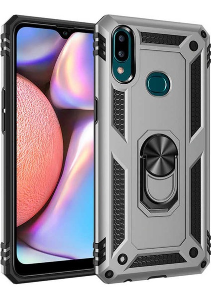 Samsung Galaxy A10S Uyumlu Kılıf Stand Yüzüklü Kapak Military Metal Solid Ring Case