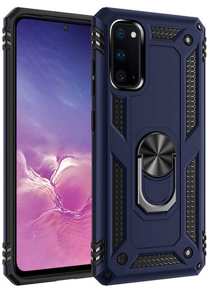 Samsung Galaxy S20 Uyumlu Kılıf Stand Yüzüklü Kapak Military Metal Solid Ring Case