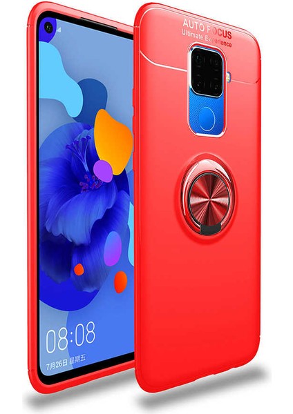 Huawei Mate 30 Lite Uyumlu Kılıf Standlı Manyetik Yüzüklü Esnek Yumuşak Silikon Case