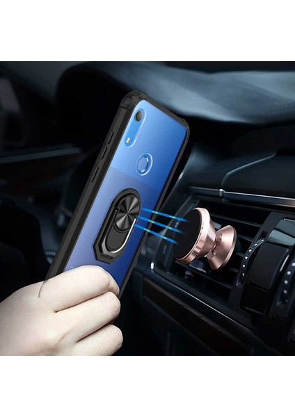 Huawei Y6S 2019 Uyumlu Kılıf Standlı Yüzüklü Şeffaf Metal Ring Ultra Protective Case fiyatları