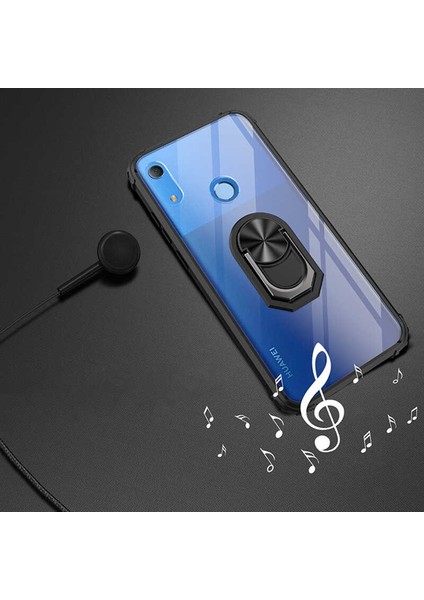 Huawei Y6S 2019 Uyumlu Kılıf Standlı Yüzüklü Şeffaf Metal Ring Ultra Protective Case modelleri