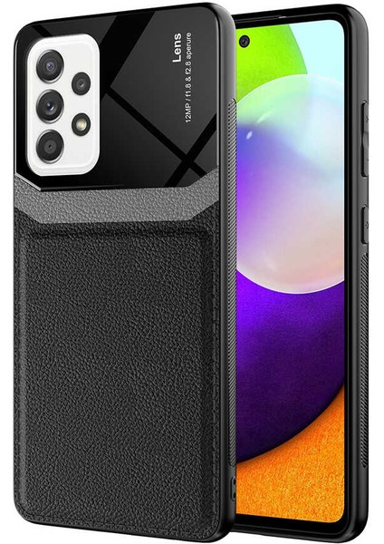 Samsung Galaxy A52 Uyumlu Kılıf Deri Tasarım Sert Lens Koleksiyonu, Yüksek Malzeme Kalitesi