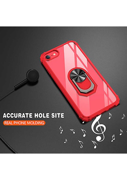 Apple iPhone 8 Uyumlu Kılıf Standlı Yüzüklü Şeffaf Metal Ring Ultra Protective Case fiyatları