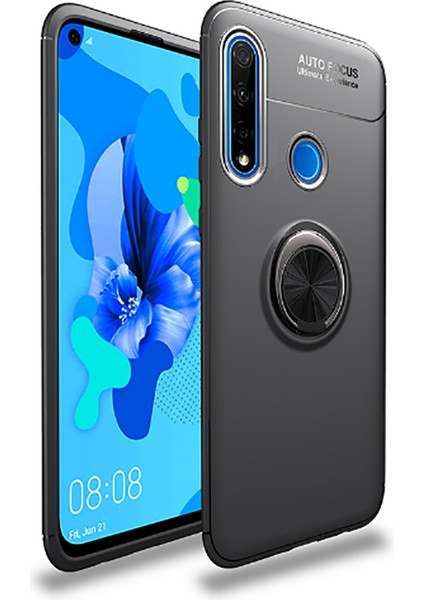 Huawei P40 Lite E Uyumlu Kılıf Standlı Manyetik Yüzüklü Esnek Yumuşak Silikon Case