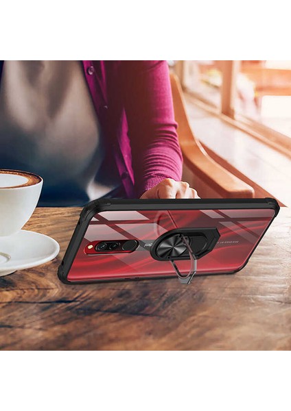 Xiaomi Redmi 8 Uyumlu Kılıf Standlı Yüzüklü Şeffaf Metal Ring Ultra Protective Case modelleri