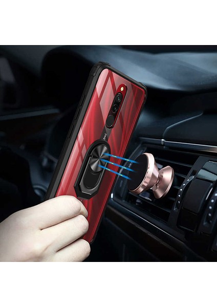 Xiaomi Redmi 8 Uyumlu Kılıf Standlı Yüzüklü Şeffaf Metal Ring Ultra Protective Case fırsatları
