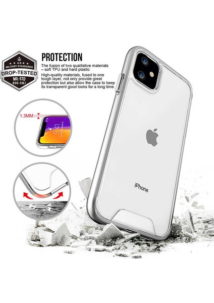 Apple iPhone 11 Uyumlu Kılıf Şeffaf Sert Ultra Koruma Teknolojisi Transparent Case