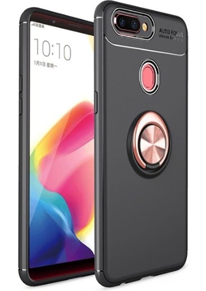 Oppo Ax7 Uyumlu Kılıf Standlı Manyetik Yüzüklü Esnek Yumuşak Silikon Case