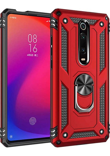 Xiaomi Mi 9t Uyumlu Kılıf Stand Yüzüklü Kapak Military Metal Solid Ring Case