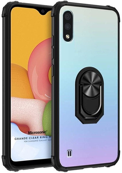 Samsung Galaxy M51 Uyumlu Kılıf Standlı Yüzüklü Şeffaf Metal Ring Ultra Protective Case