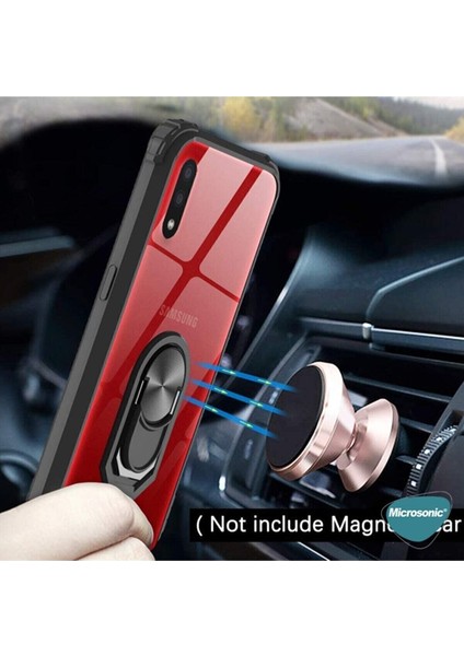 Samsung Galaxy M51 Uyumlu Kılıf Standlı Yüzüklü Şeffaf Metal Ring Ultra Protective Case