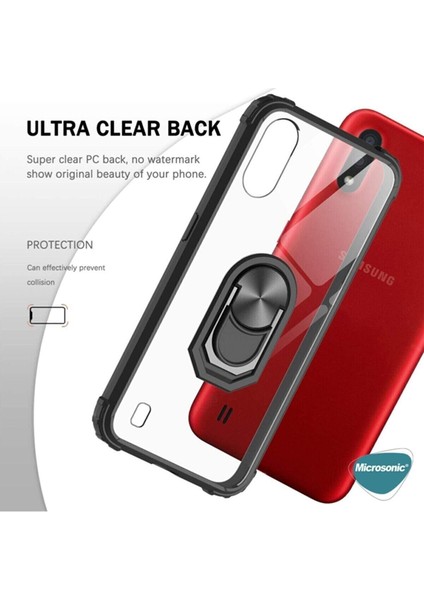 Samsung Galaxy M51 Uyumlu Kılıf Standlı Yüzüklü Şeffaf Metal Ring Ultra Protective Case