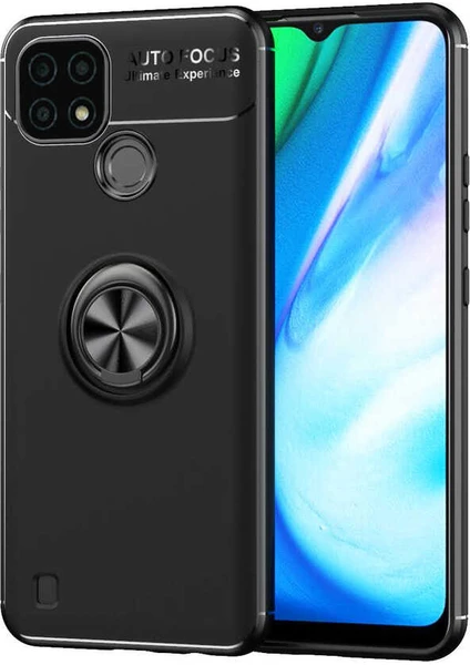 Realme C25 Uyumlu Kılıf Standlı Manyetik Yüzüklü Esnek Yumuşak Silikon Case