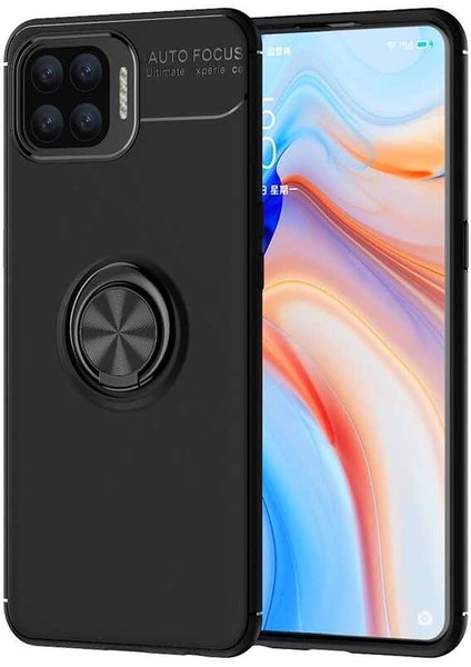 Oppo Reno A73 Uyumlu Kılıf Standlı Manyetik Yüzüklü Esnek Yumuşak Silikon Case