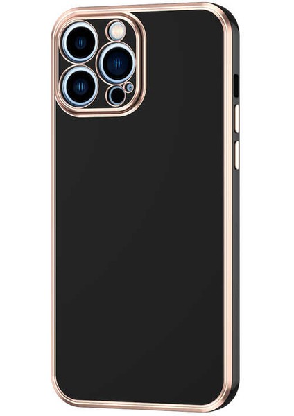 Apple iPhone 13 Pro Uyumlu Kılıf Gold Kenar ve Kamera Koruma Çerçevesi, Ultra Protection Case