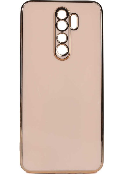 Xiaomi Redmi Note 8 Pro Uyumlu Kılıf Gold Kenar ve Kamera Koruma Çerçevesi, Ultra Protection Case