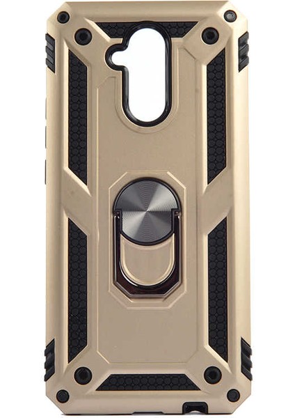 Huawei Mate 20 Lite Uyumlu Kılıf Stand Yüzüklü Kapak Military Metal Solid Ring Case
