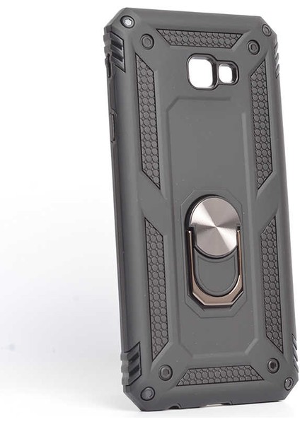 Samsung Galaxy J4 Plus Uyumlu Kılıf Stand Yüzüklü Kapak Military Metal Solid Ring Case