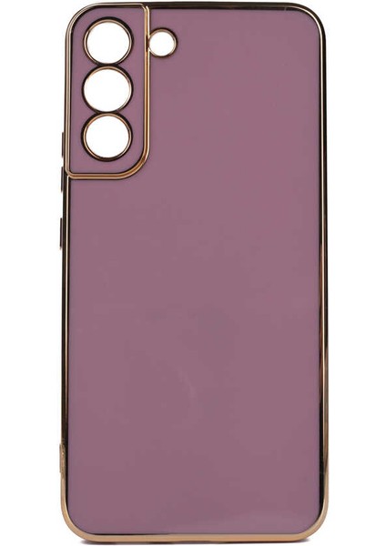 Samsung Galaxy S22 Plus Uyumlu Kılıf Gold Kenar ve Kamera Koruma Çerçevesi, Ultra Protection Case