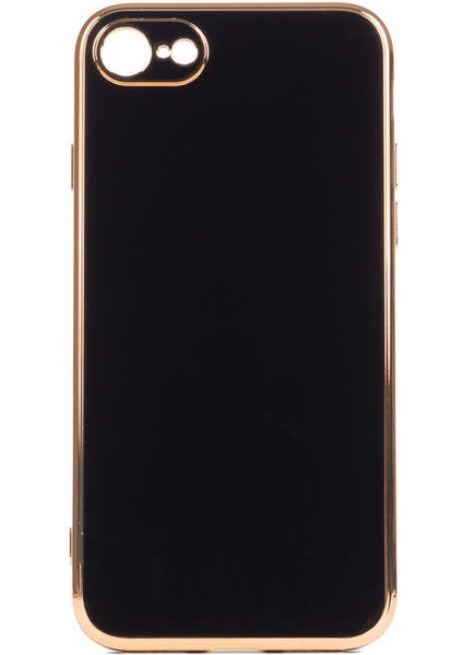 Apple iPhone Se 2020 Uyumlu Kılıf Gold Kenar ve Kamera Koruma Çerçevesi, Ultra Protection Case