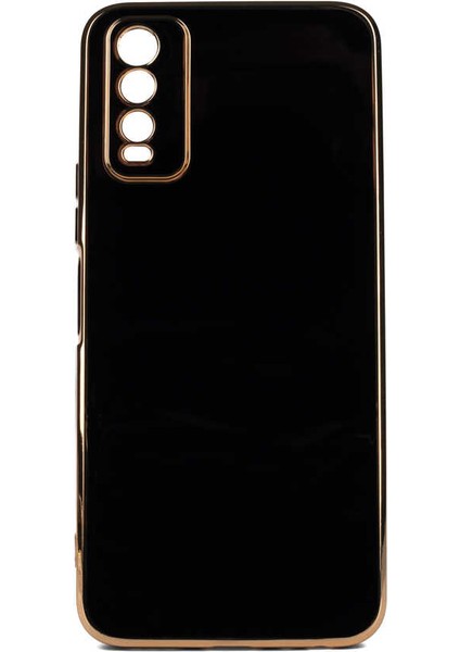 Vivo Y11S Uyumlu Kılıf Gold Kenar ve Kamera Koruma Çerçevesi, Ultra Protection Case