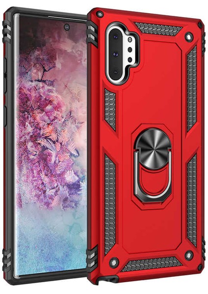 Samsung Galaxy Note 10 Plus Uyumlu Kılıf Stand Yüzüklü Kapak Military Metal Solid Ring Case