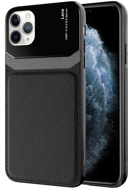 Apple iPhone 11 Pro Uyumlu Kılıf Deri Tasarım Sert Lens Koleksiyonu, Yüksek Malzeme Kalitesi