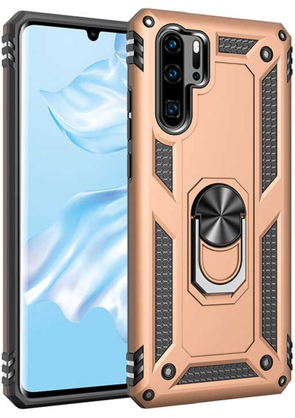 Huawei P30 Pro Uyumlu Kılıf Stand Yüzüklü Kapak Military Metal Solid Ring Case