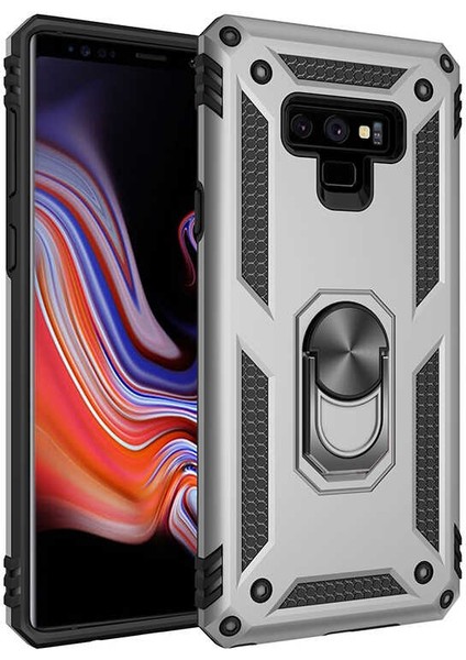 Samsung Galaxy Note 9 Uyumlu Kılıf Stand Yüzüklü Kapak Military Metal Solid Ring Case