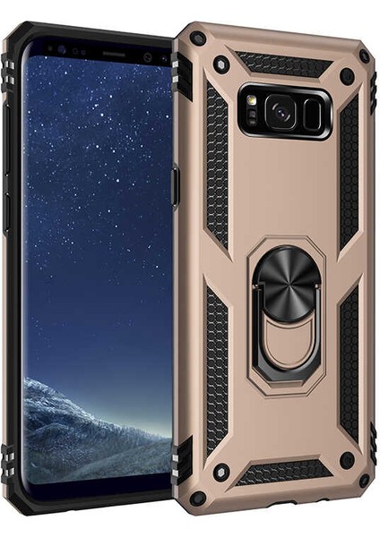 Samsung Galaxy S8 Plus Uyumlu Kılıf Stand Yüzüklü Kapak Military Metal Solid Ring Case
