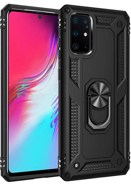 Samsung Galaxy S20 Plus Uyumlu Kılıf Stand Yüzüklü Kapak Military Metal Solid Ring Case