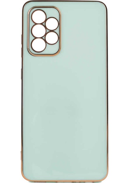 Samsung Galaxy A52 Uyumlu Kılıf Gold Kenar ve Kamera Koruma Çerçevesi, Ultra Protection Case