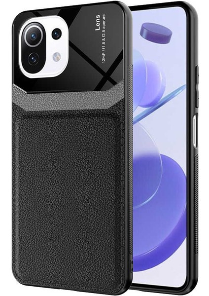 Xiaomi Mi 11 Lite Uyumlu Kılıf Deri Tasarım Sert Lens Koleksiyonu, Yüksek Malzeme Kalitesi