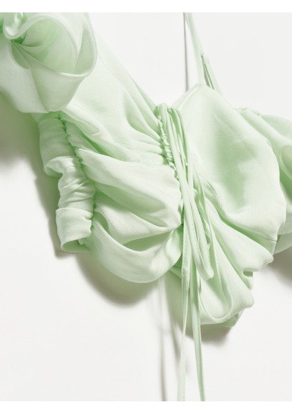 50154 Balon Kollu Crop Top-Mint modelleri