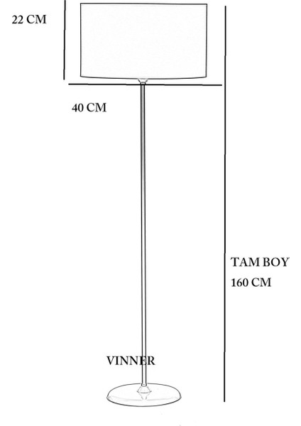 Vinner beyaz Kaplama Conic Burgulu Tek Ayak Metal Lambader gold Şeritli