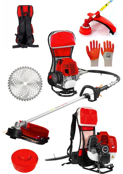 Turbo 9003 Sırt Tipi Benzinli Motorlu Çalı Çim Ot Biçme Tırpanı Makinesi