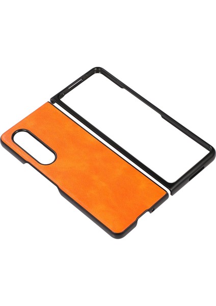 Samsung Galaxy Z Fold4 Turuncu Için Iki Renkli Litchi Doku Kılıfı( Yurt dışından )(Yurt Dışından) fırsatları
