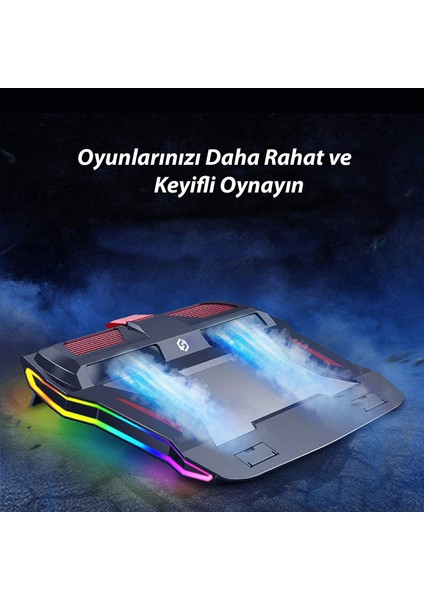 ST-812 Rgb Işıklı Çift Soğutmalı Laptop Standı