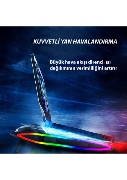 ST-812 Rgb Işıklı Çift Soğutmalı Laptop Standı