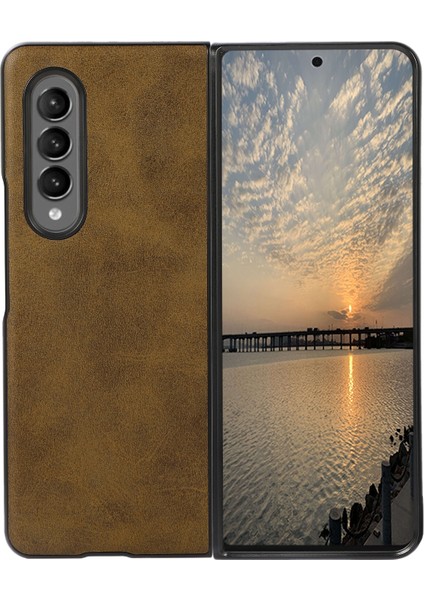 Samsung Galaxy Z Fold4 Yeşil Için Iki Renkli Buzağı Doku Telefon Kılıfı( Yurt dışından )