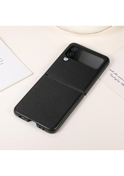 Samsung Galaxy Z Flip4 Siyah Için Iki Renkli Litchi Doku Kılıfı( Yurt dışından )