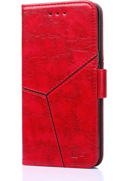 Samsung Galaxy M53 5g Kırmızı Için Geometrik Tpu + Pu Deri Kılıf( Yurt dışından )