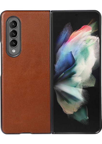 Samsung Galaxy Z Fold4 Kahverengi Için Çift Renkli Çılgın At Kılıfı( Yurt dışından )