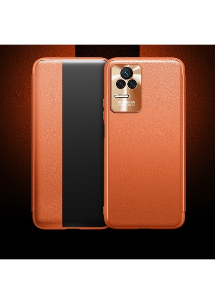 Xiaomi Redmi K50 Pro Turuncu Için Düz Ten Deri Kılıf( Yurt dışından )