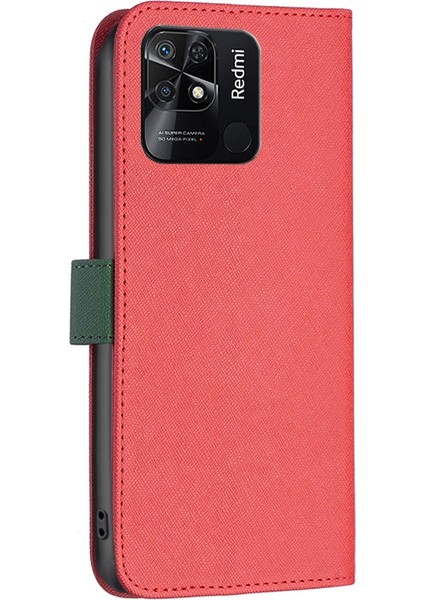 Xiaomi Redmi Için Çapraz Deri Kılıf 10C Kırmızı( Yurt dışından ) fırsatları