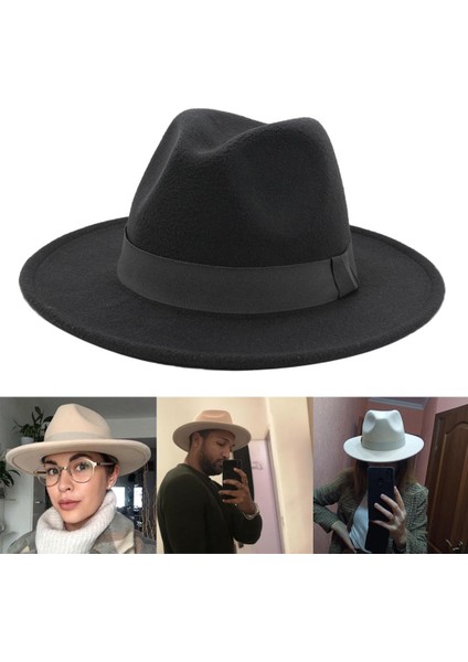 Düz Üst Fedora Şapkası Koyu Gri (Yurt Dışından) modelleri
