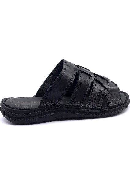 3512 Confort Deri Siyah Erkek Terlik modelleri