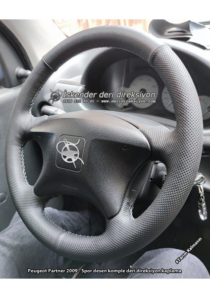 Citroen Berlingo 2003-2008 Tam Uyumlu Spor Deri Direksiyon Kılıfı