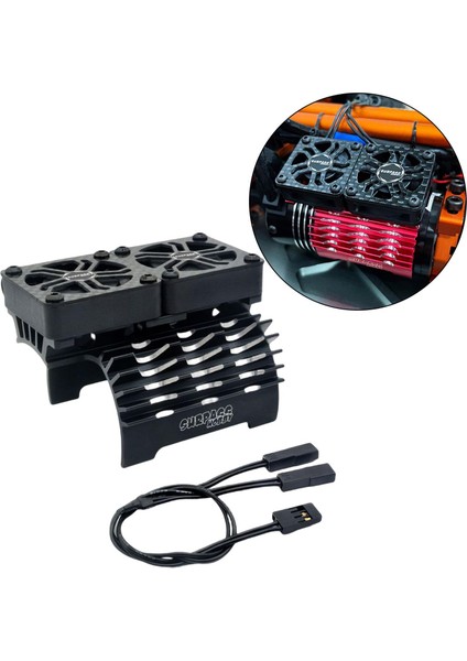 Rc Fırçasız Motor Fan 16000 Rpm Motor Soğutucu 1/5 Rc Araba Kamyon Crawler Siyah Için