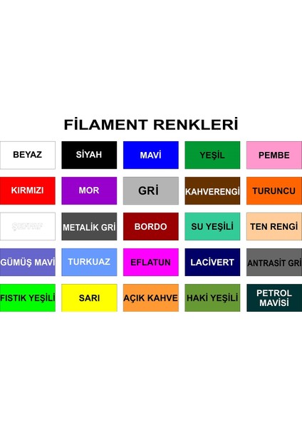 3D Kalem Yazıcı Için 25 Renk 50 Metre (25 x 2 Metre) Pla Filament